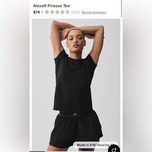 ALO Yoga Finesse Black Short Sleeve Tee